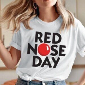 Charity Event Red Nose Graphic Tee - Fun Fundraising T-shirt White